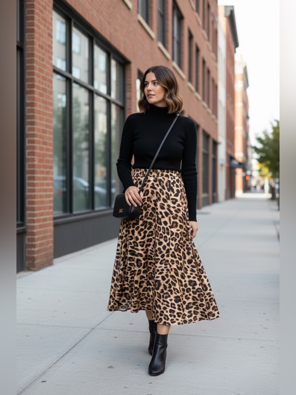 Hera Collection Black and Brown Animal Print Maxi Skirt